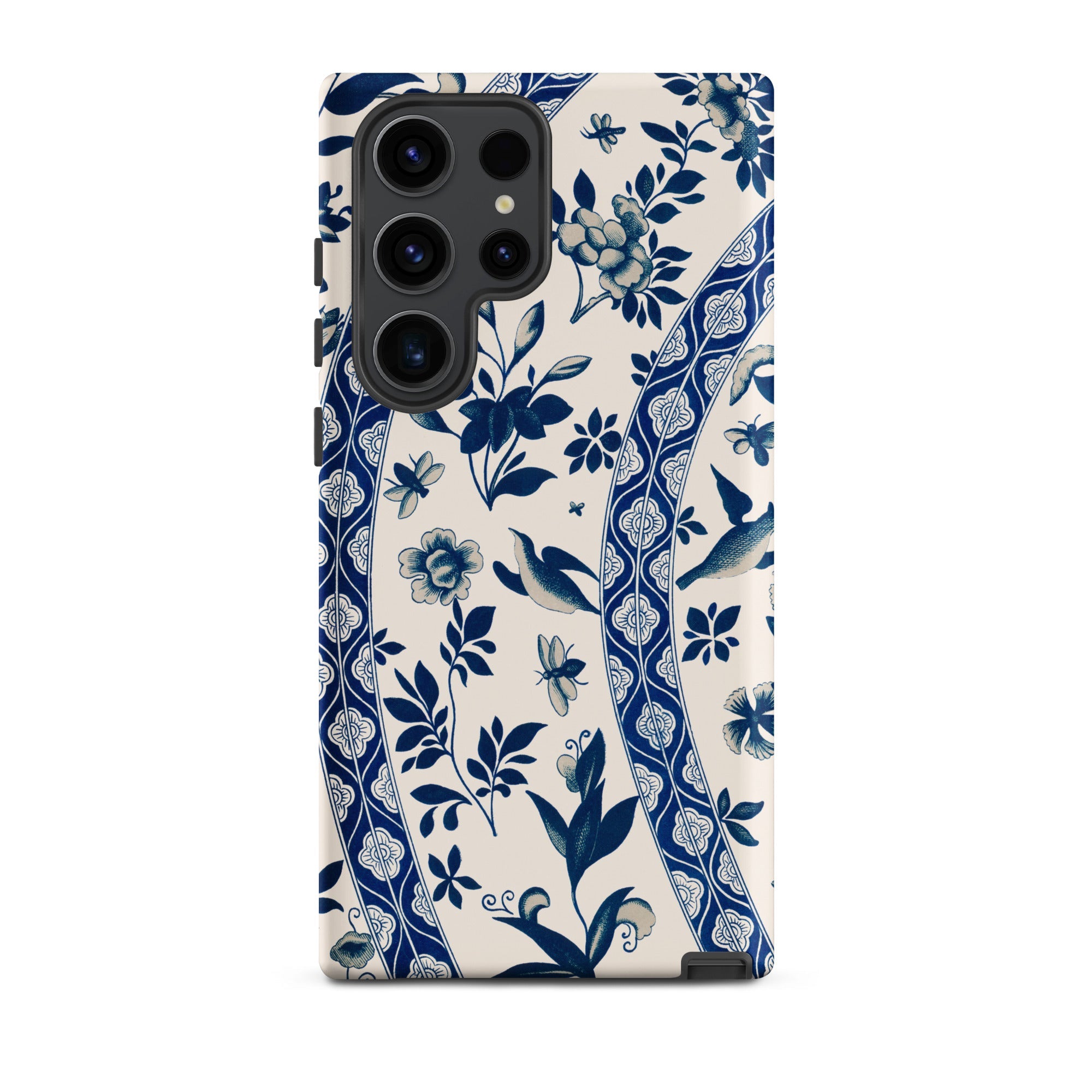 Blue Birds & Florals Owen Jones Chinoiserie Samsung Case, Galaxy S23 Ultra / Matte, White Phone Case Blue Floral Bird Pattern