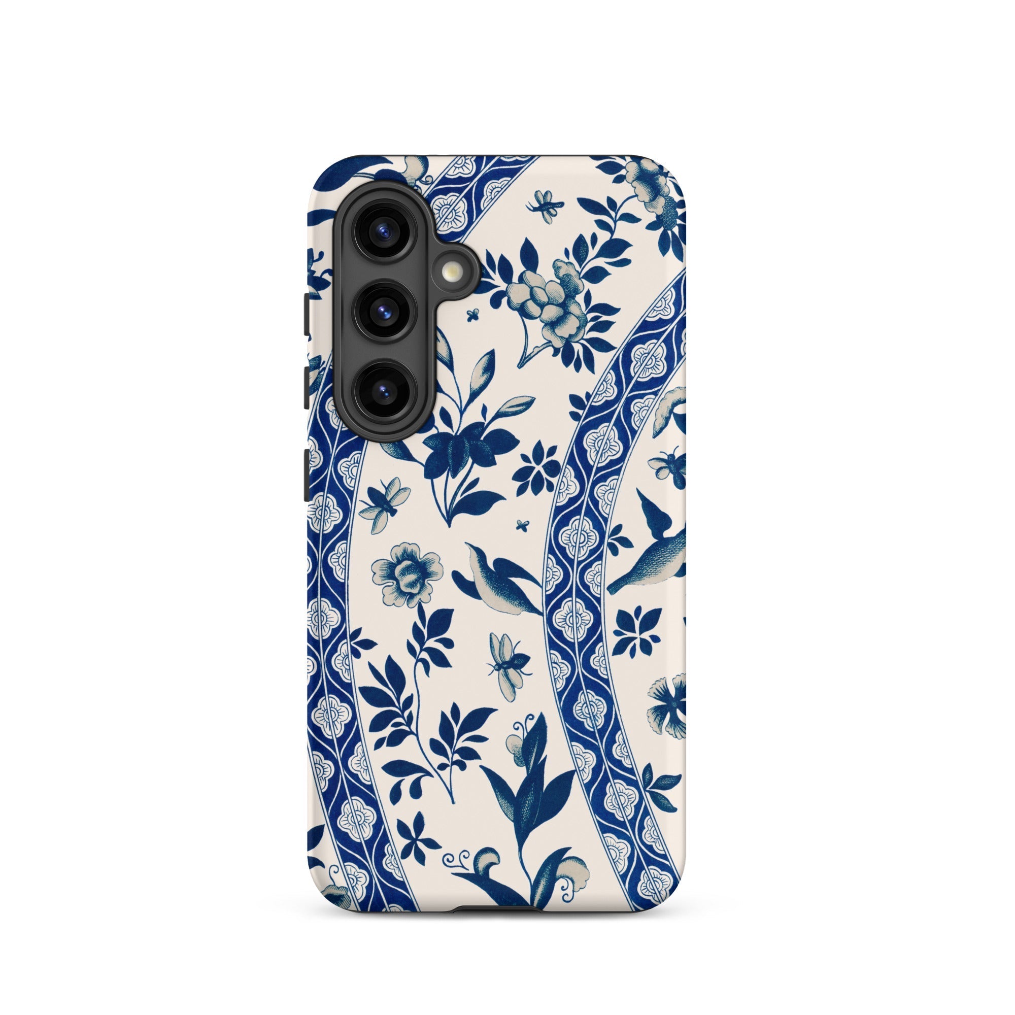 Blue Birds & Florals Owen Jones Chinoiserie Samsung Case, Galaxy S24 / Matte, Phone Case Blue White Floral Bird Pattern