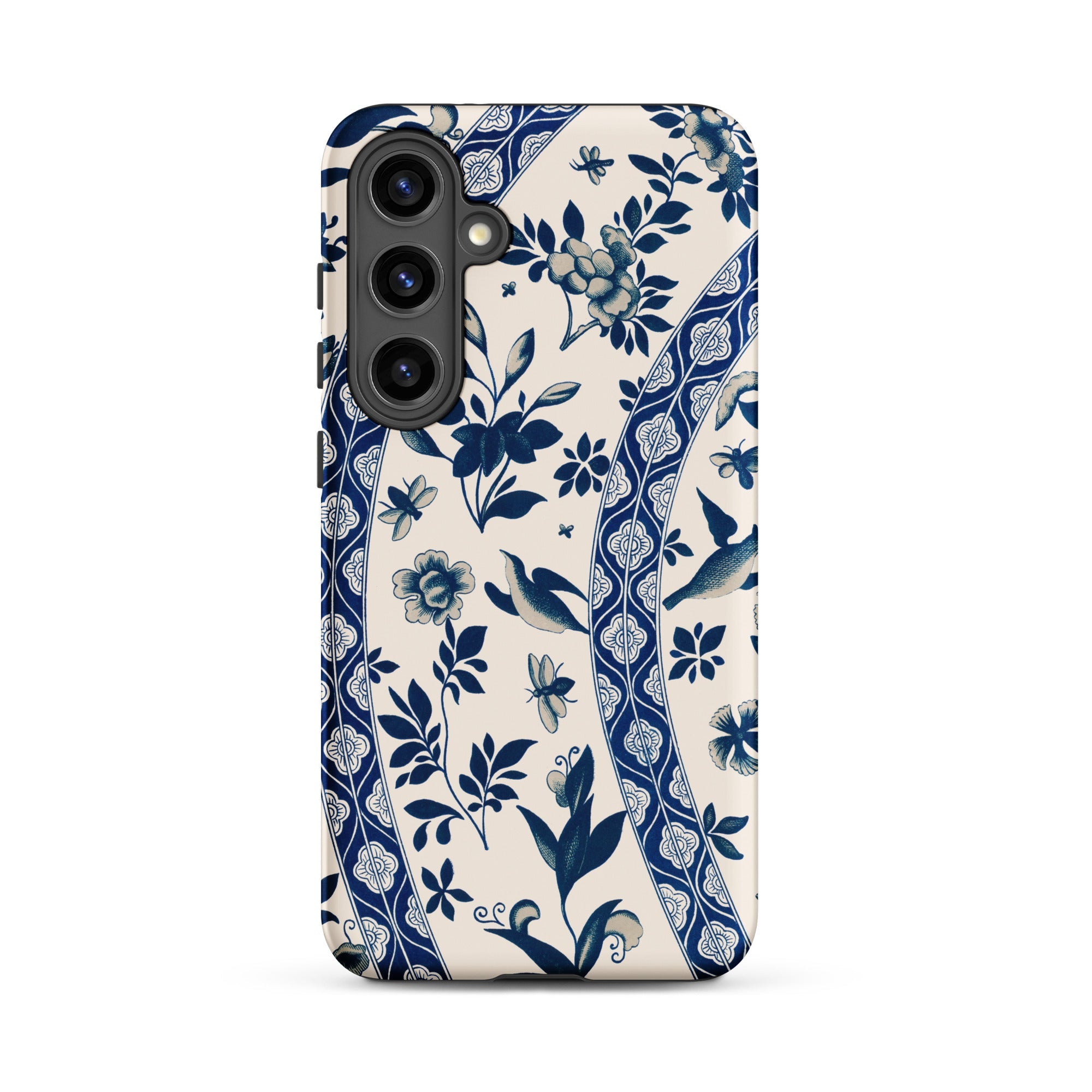 Blue Birds & Florals Owen Jones Chinoiserie Samsung Case, Galaxy S24 Plus / Matte, White Smartphone Case Blue Floral Bird Pattern