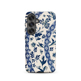 Blue Birds & Florals - Owen Jones Chinoiserie Samsung Case, Galaxy S25 / Matte, Phone Case Blue White Floral Bird Pattern