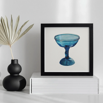 Blue Compote Glass - Edward White 1930s Art Print / Canvas Framed Artwork Blue Glass Goblet Chalice Edward White’s Compote, Compote Glass,