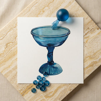 Blue Compote Glass - Edward White 1930s Art Print / Canvas Translucent Blue Glass Coupe Fluted Base Twisted Stem Edward White’s Compote,