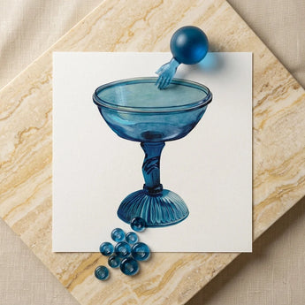 Blue Compote Glass - Edward White 1930s Art Print / Canvas Translucent Coupe Fluted Base Twisted Stem White’s, Prints