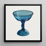 Blue Compote Glass - Edward White 1930s Art Print / Canvas Translucent Blue Glass Coupe-style Goblet Fluted Base Ornate Edward White’s