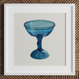Blue Compote Glass - Edward White 1930s Art Print / Canvas Translucent Blue Glass Coupe-style Goblet Fluted Base Slender Edward White’s