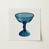 Blue Compote Glass - Edward White 1930s Art Print / Canvas Translucent Blue Glass Coupe-style Goblet Fluted Base Twisted Edward White’s
