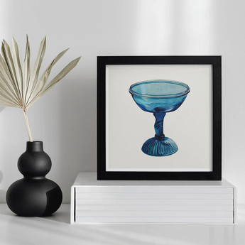 Blue Compote Glass - Edward White 1930s Art Print, Framed Artwork Blue Glass Goblet Chalice