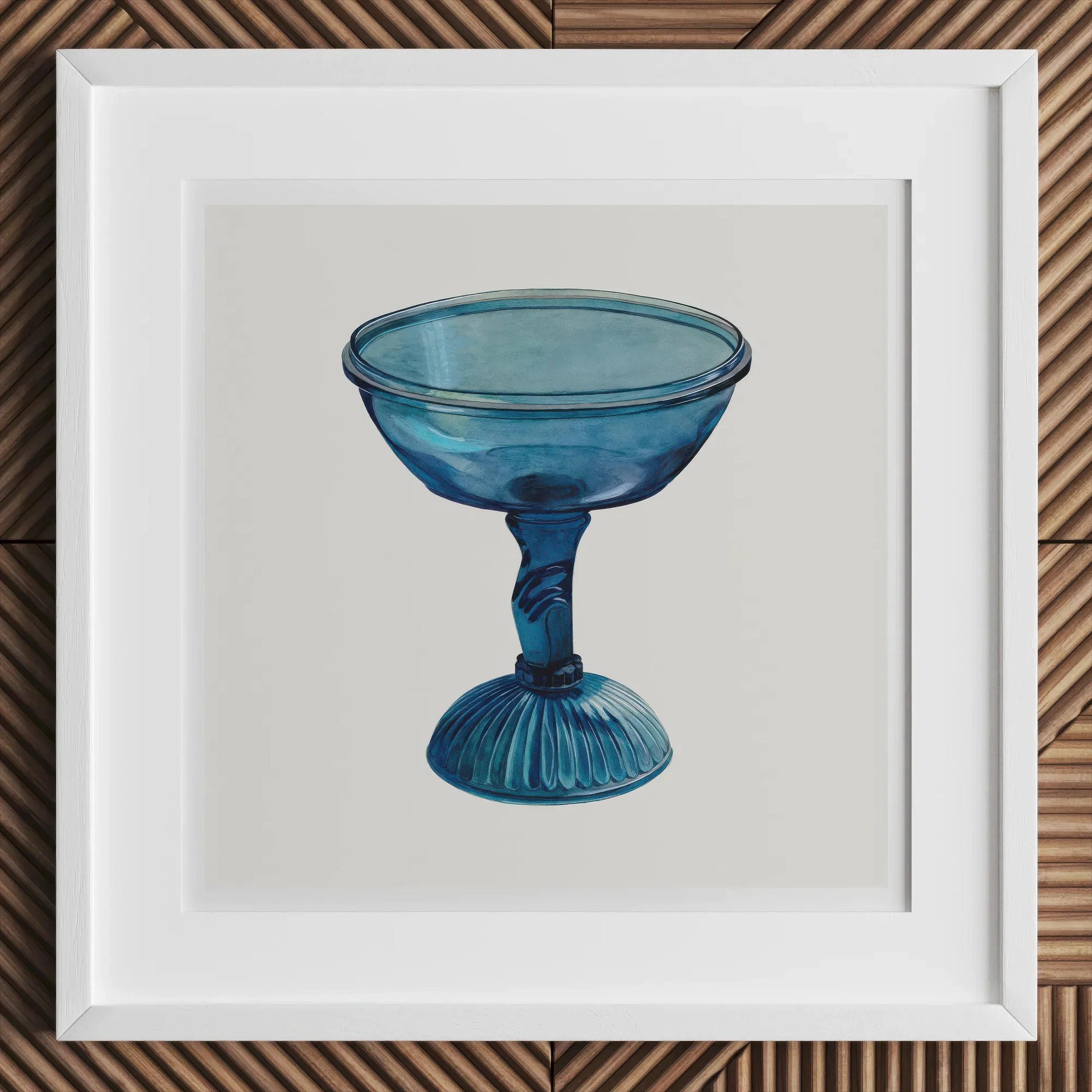 Blue Compote Glass - Edward White 1930s Art Print, Blue Glass Stemmed Dessert Bowl Fluted Base