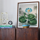 Blue Egyptian Water Lily Robert John Thornton Art Print, 16x20’’ / 41x51cm / Unframed, Framed Botanical Print Blue Lotus Flower Large Green