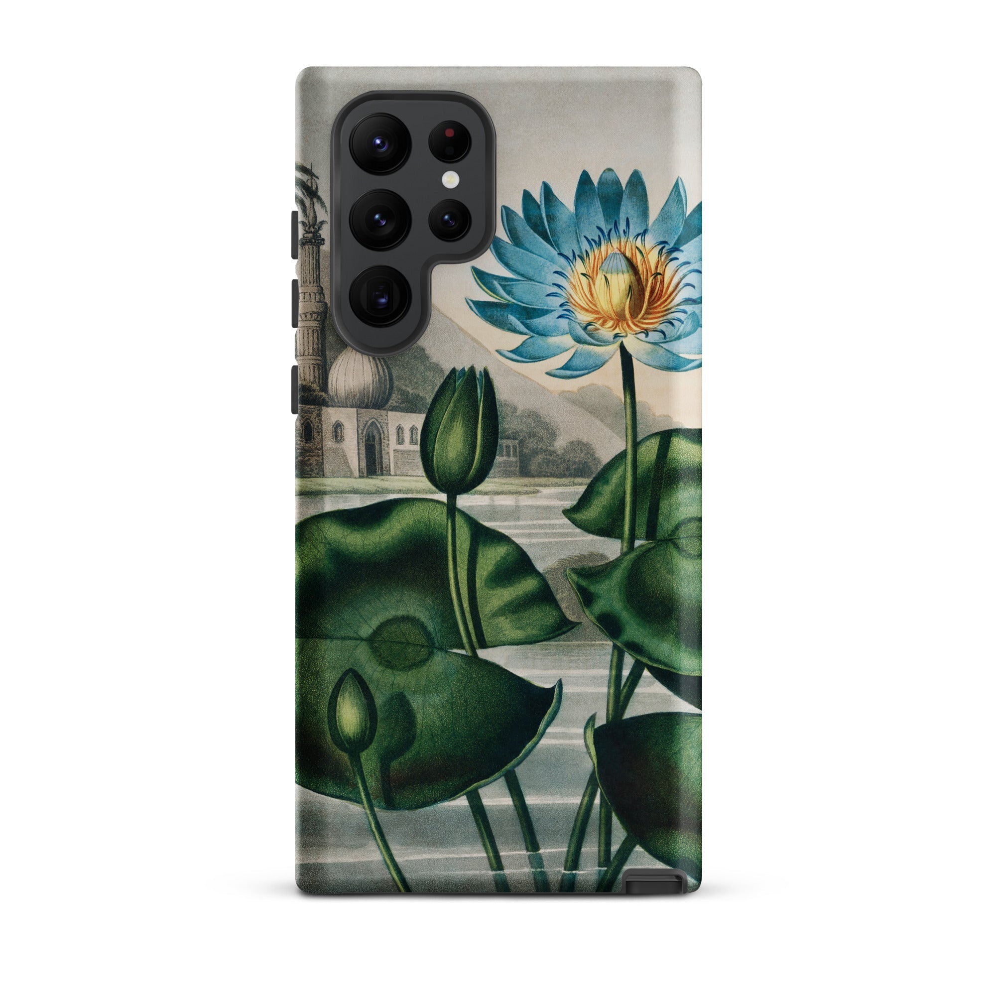 Blue Egyptian Water Lily Robert John Thornton Samsung® Case, Samsung Galaxy S22 Ultra / Matte, Smartphone Case Botanical Illustration Blue