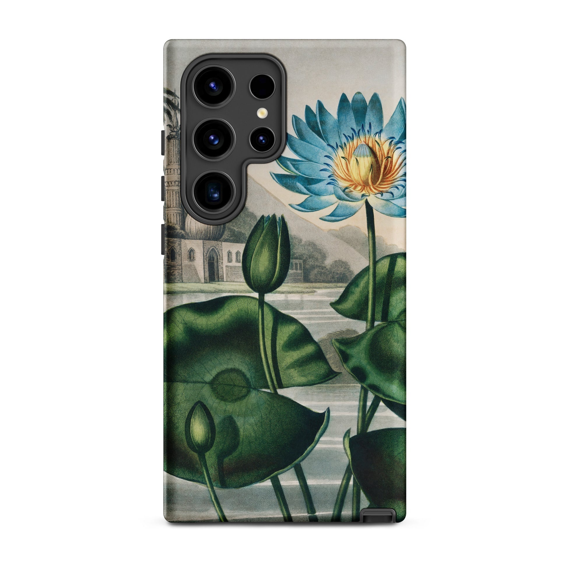 Blue Egyptian Water Lily Robert John Thornton Samsung® Case, Samsung Galaxy S24 Ultra / Matte, Phone Case Illustration Blue Water Lilies
