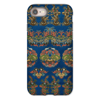 Blue Fan Pattern - G.a. Audsley Iphone Case, 8 / Matte, Decorative Phone Case Ornate Pattern Gold Coral Designs