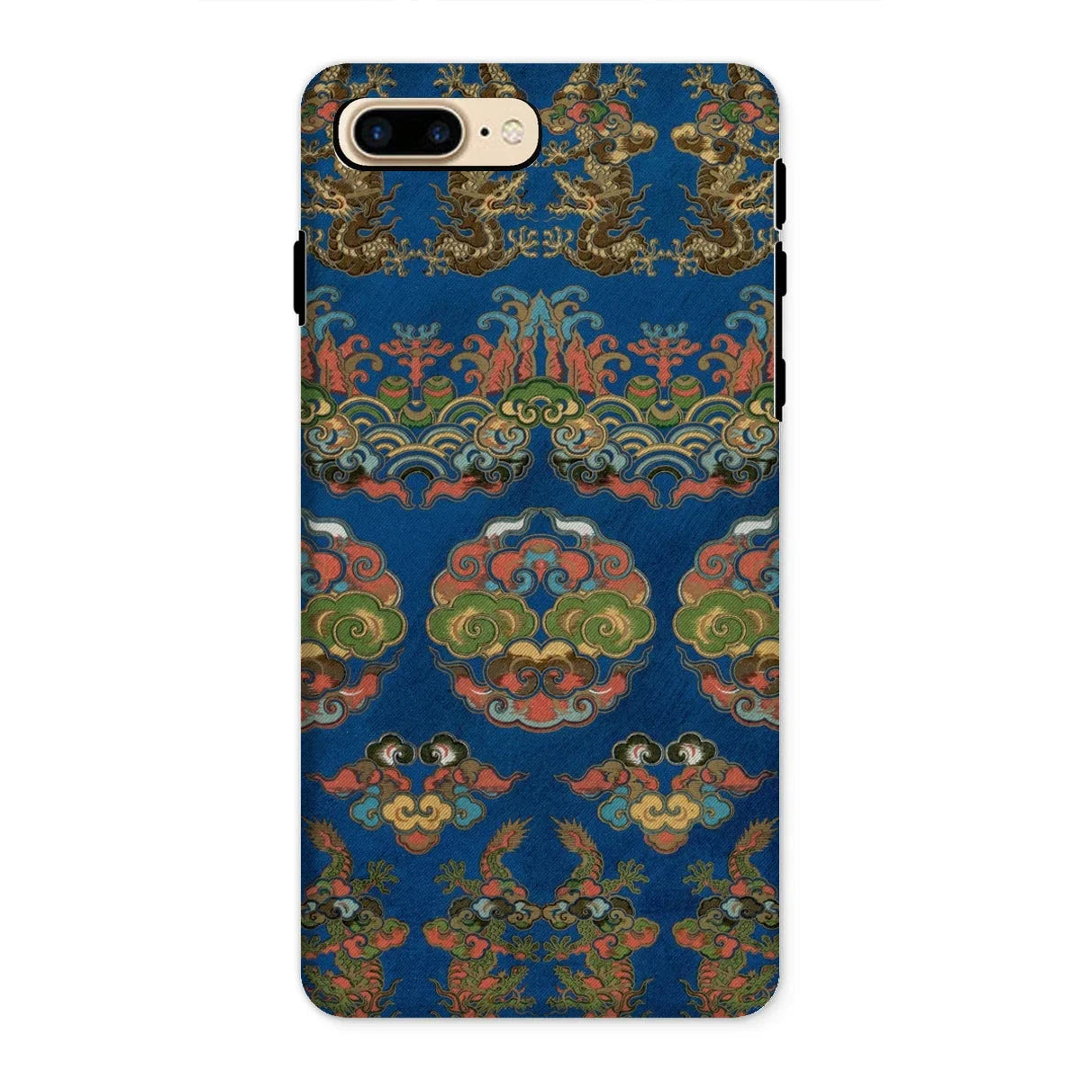 Blue Fan Pattern - G.a. Audsley Iphone Case, 8 Plus / Matte, Decorative Phone Case Ornate Blue Gold Floral Damask