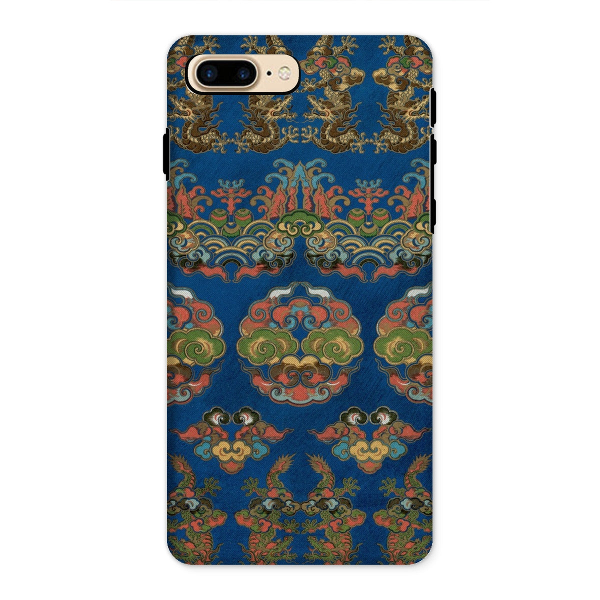 Blue Fan Pattern G.a. Audsley Iphone Case, 8 Plus / Matte, Decorative Phone Case Ornate Blue Gold Floral Damask