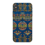 Blue Fan Pattern - G.a. Audsley Iphone Case, x / Matte, Phone Case Ornate Blue Gold Damask Pattern