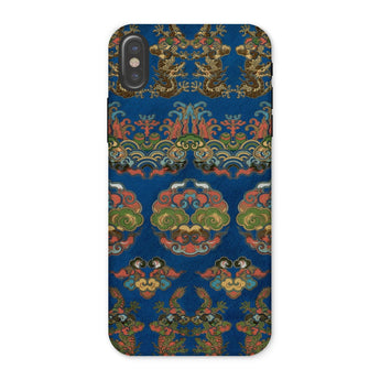 Blue Fan Pattern - G.a. Audsley Iphone Case, x / Matte, Phone Case Ornate Blue Gold Damask Pattern