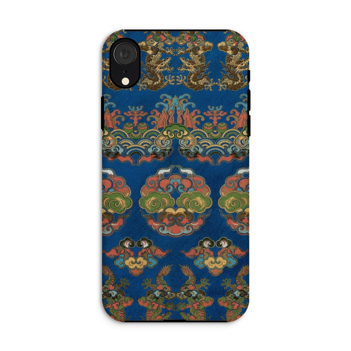 Blue Fan Pattern G.a. Audsley Iphone Case, Xr / Matte, Phone Case Ornate Blue Gold Floral Damask Pattern