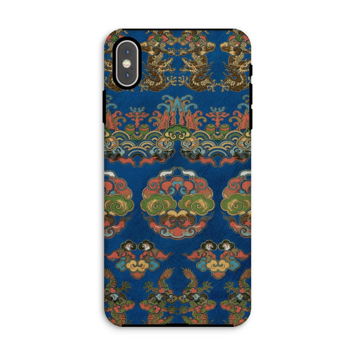 Blue Fan Pattern G.a. Audsley Iphone Case, Xs Max / Matte, Decorative Phone Case Ornate Blue Gold Damask Pattern