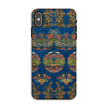 Blue Fan Pattern - G.a. Audsley Iphone Case, Xs Max / Matte, Decorative Phone Case Ornate Blue Gold Damask Pattern