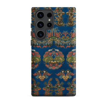 Blue Fan Pattern - G.a. Audsley Phone Case Samsung Galaxy S23 Ultra / Matte Adorned Intricate Traditional Chinese Dragon, Iphone, Mobile