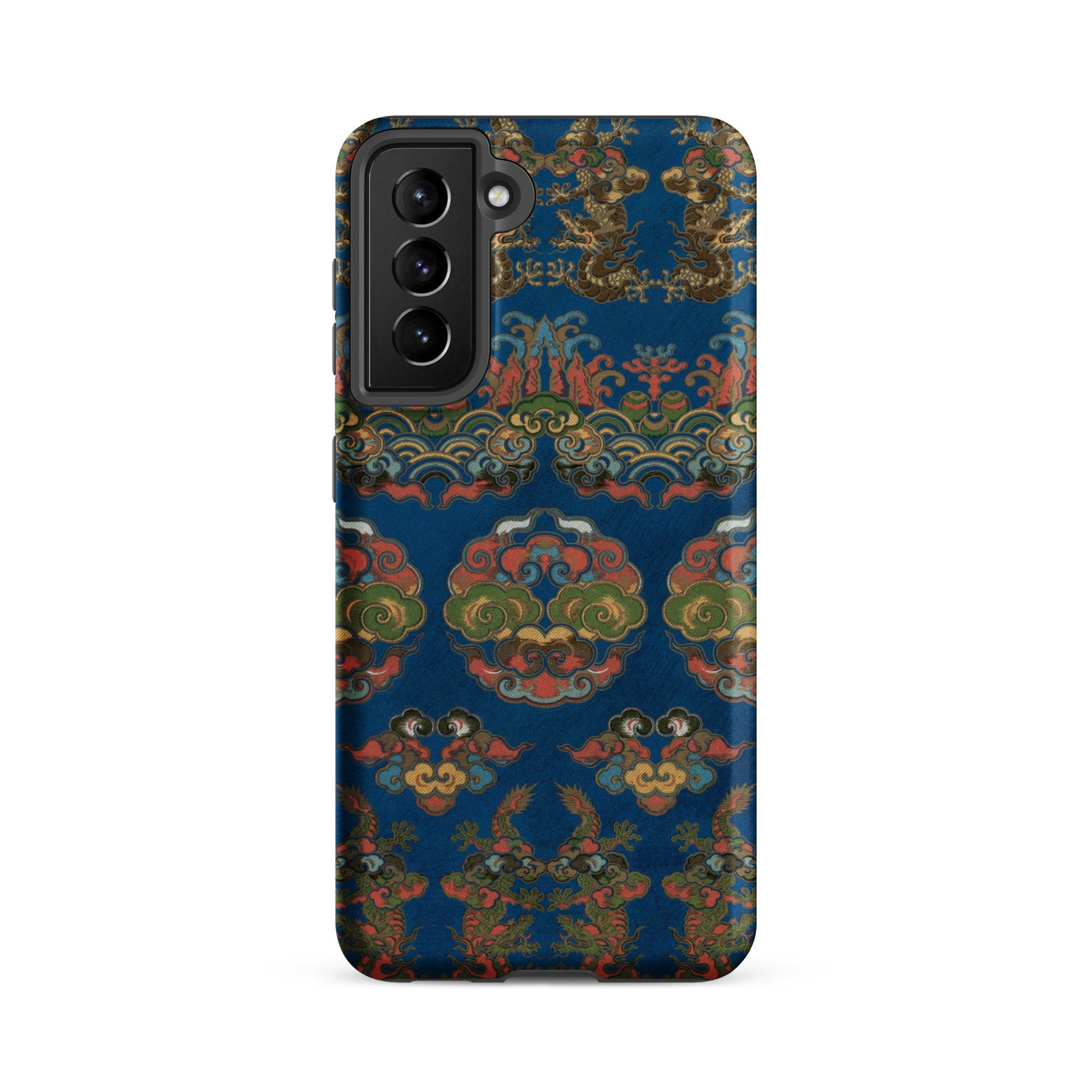 Blue Fan Pattern G.a. Audsley Samsung Case, Galaxy S21 Fe / Matte, Navy Blue Phone Case Pattern Traditional Asian Inspired Motifs