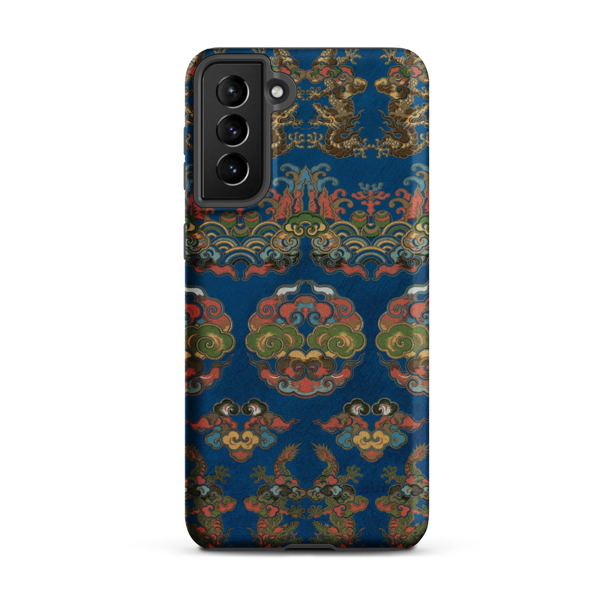 Blue Fan Pattern G.a. Audsley Samsung Case, Galaxy S21 Plus / Matte, Smartphone Case Multi Patterned Blue Design Ornate Gold Green