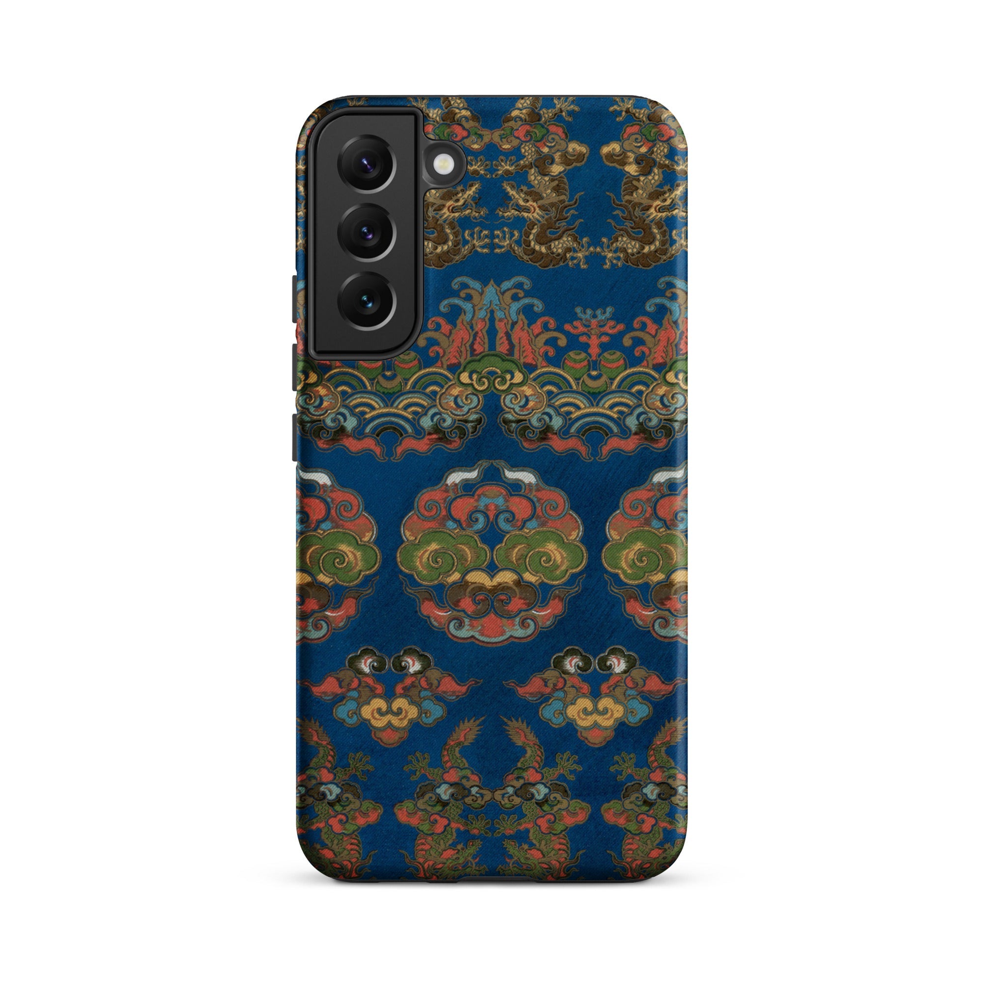 Blue Fan Pattern G.a. Audsley Samsung Case, Galaxy S22 Plus / Matte, Blue Phone Case Ornate Colorful Pattern Dragons Cloud Like