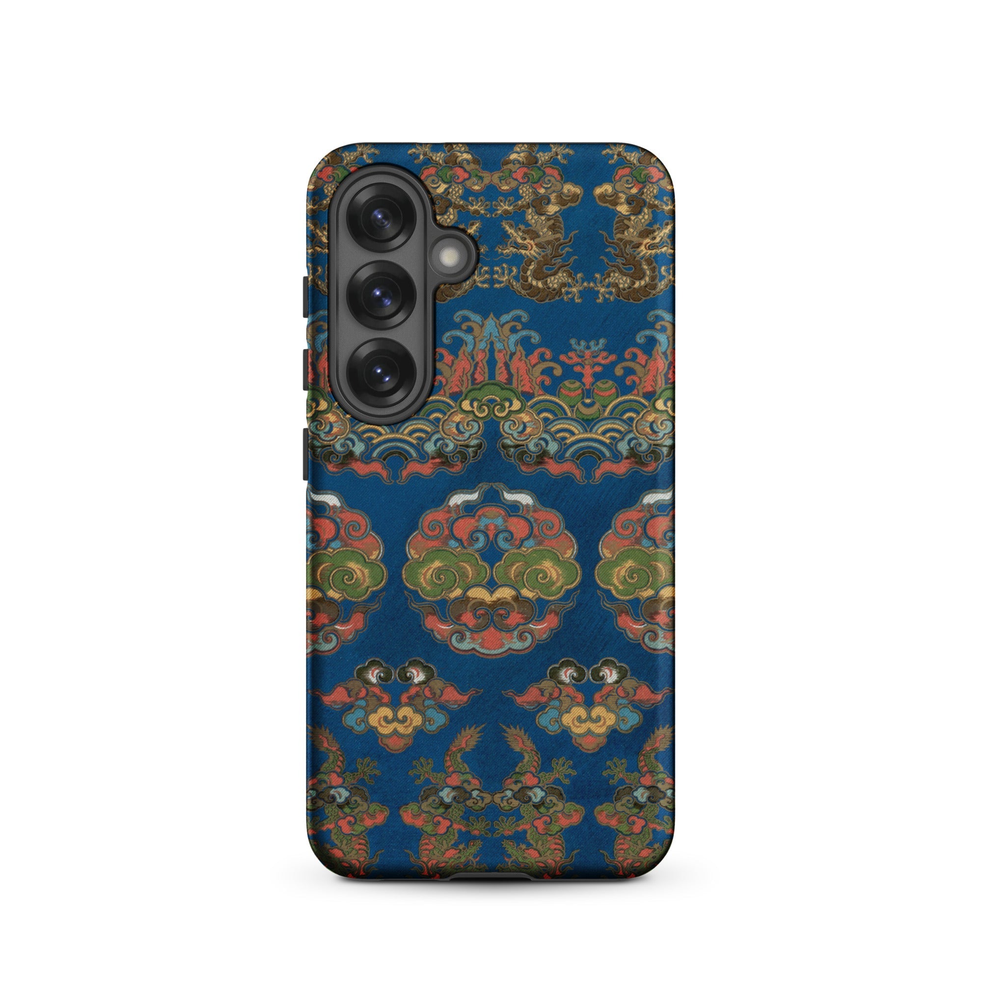 Blue Fan Pattern G.a. Audsley Samsung Case, Galaxy S25 / Matte, Blue Phone Case Ornate Colorful Pattern