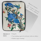 Blue Jays - John James Audubon Bird Art Laptop Sleeve, Laptop Sleeve Colorful Illustration Blue Jays Flowers