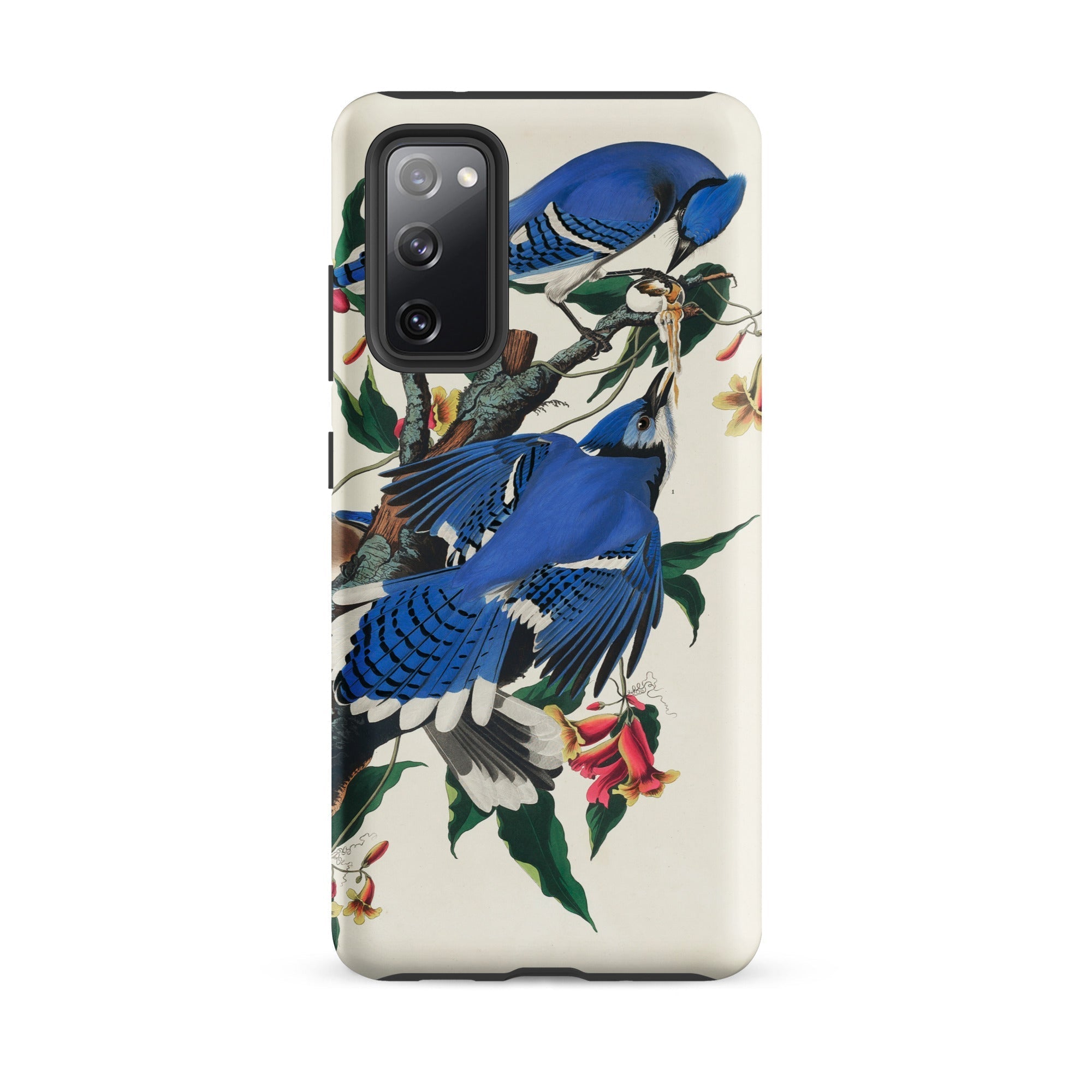 Blue Jays John James Audubon Samsung Case, Galaxy S20 Fe / Matte, Cream Colored Smartphone Case Detailed Illustration Two Blue Jays