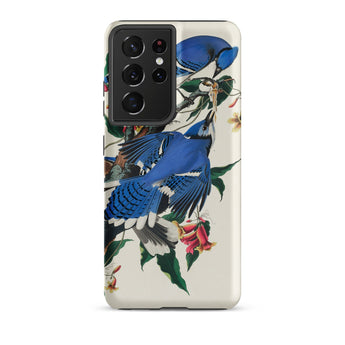 Blue Jays - John James Audubon Samsung Case, Galaxy S21 Ultra / Matte, Smartphone Case Blue Jay Floral Design
