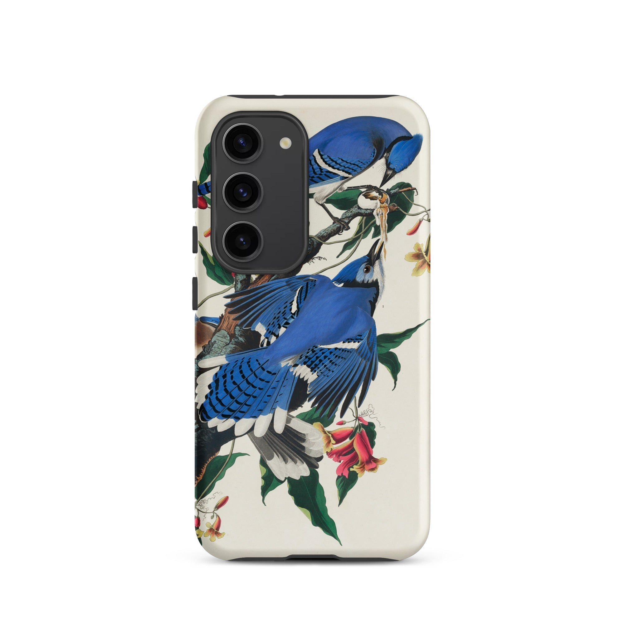 Blue Jays John James Audubon Samsung Case, Galaxy S23 / Matte, Smartphone Case Illustration Blue Jays Flowers