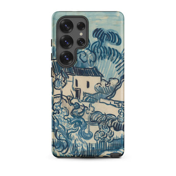 Blue Landscape with Houses - Vincent Van Gogh Phone Case, Samsung Galaxy S25 Ultra / Matte, Mobile Cases, Toby Leon