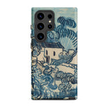 Blue Landscape with Houses - Vincent Van Gogh Phone Case Samsung Galaxy S24 Ultra / Matte Phone Case Blue Cream-colored Illustration Rural
