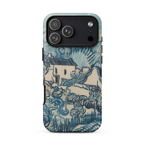 Blue Landscape with Houses - Vincent Van Gogh Phone Case, Van Gogh’s Reed, Reed Pen Carves, Mediterranean Foliage Coils