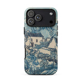 Blue Landscape with Houses - Vincent Van Gogh Phone Case Iphone 17 Pro Max / Matte Blue Cream-colored Phone Case Stylized Landscape Design