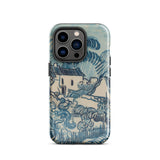Blue Landscape with Houses - Vincent Van Gogh Phone Case Iphone 14 Pro / Gloss Blue Cream-colored Phone Case Stylized Landscape Design
