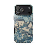 Blue Landscape with Houses - Vincent Van Gogh Phone Case Iphone 17 Pro Max / Gloss Blue Cream-colored Phone Case Stylized Landscape Design