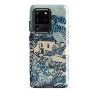 Blue Landscape with Houses - Vincent Van Gogh Phone Case Samsung Galaxy S20 Ultra / Gloss Protective Phone Case Stylized Blue Cream