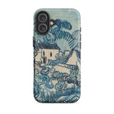 Blue Landscape with Houses - Vincent Van Gogh Phone Case Iphone 16 Plus / Matte Cream-colored Stylized Design Reminiscent Gogh’s Reed, Pen
