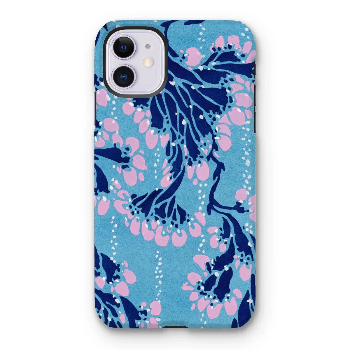 Blue and Pink Pochoir Florals - E.a. Seguy Iphone Case, 11 / Matte, Iphone Case Blue Pink Floral Pattern