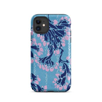Blue and Pink Pochoir Florals - E.a. Seguy Iphone Case, 11 / Matte, Blue Floral Patterned Phone Case