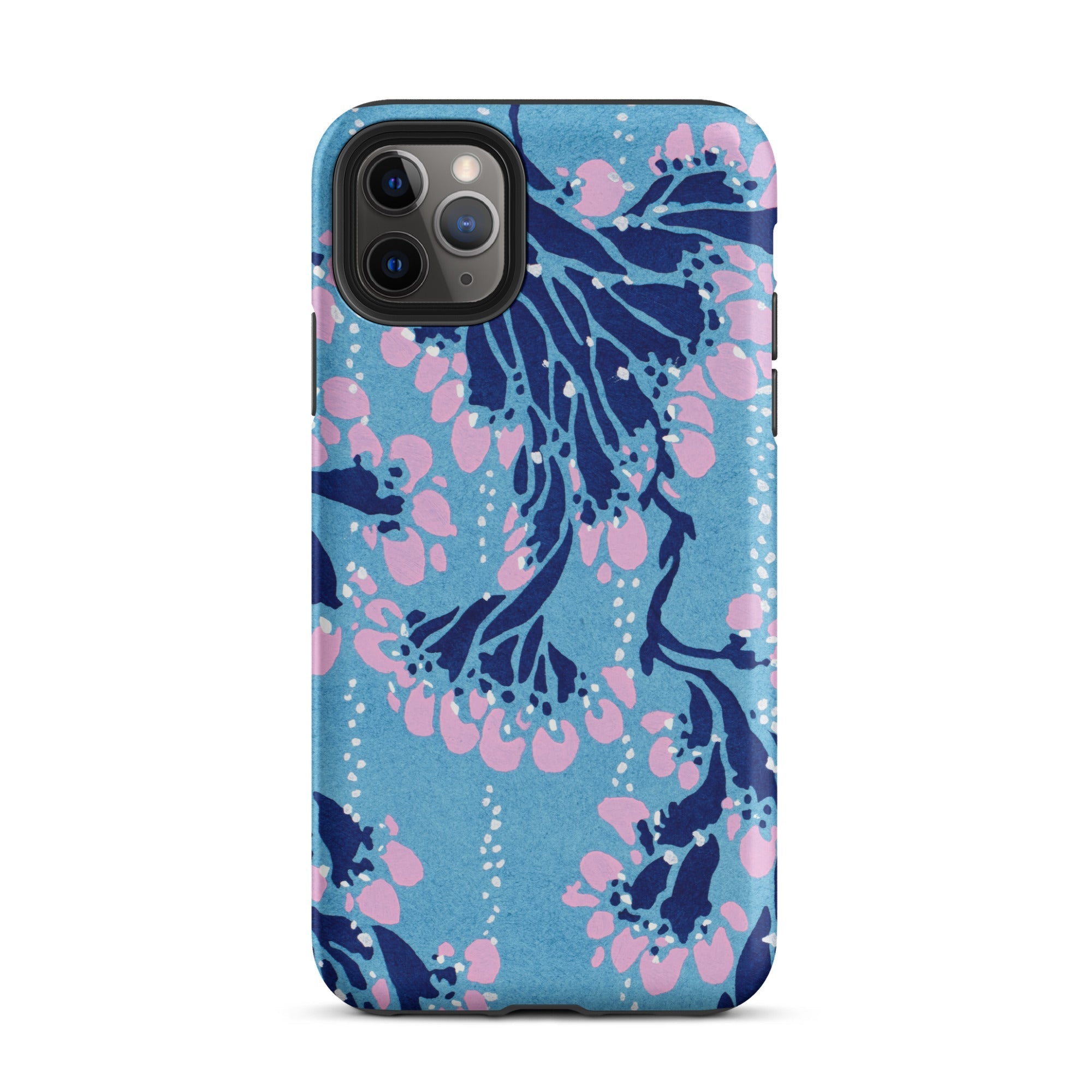 Blue and Pink Pochoir Florals E.a. Seguy Iphone Case, 11 Pro Max / Matte, Blue Floral Patterned Phone Case