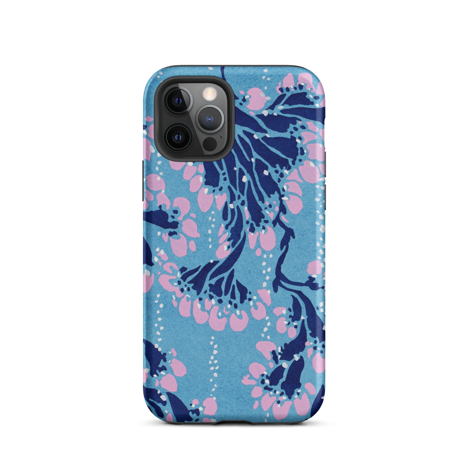 Blue and Pink Pochoir Florals E.a. Seguy Iphone Case, 12 Pro / Matte, Floral Patterned Phone Case
