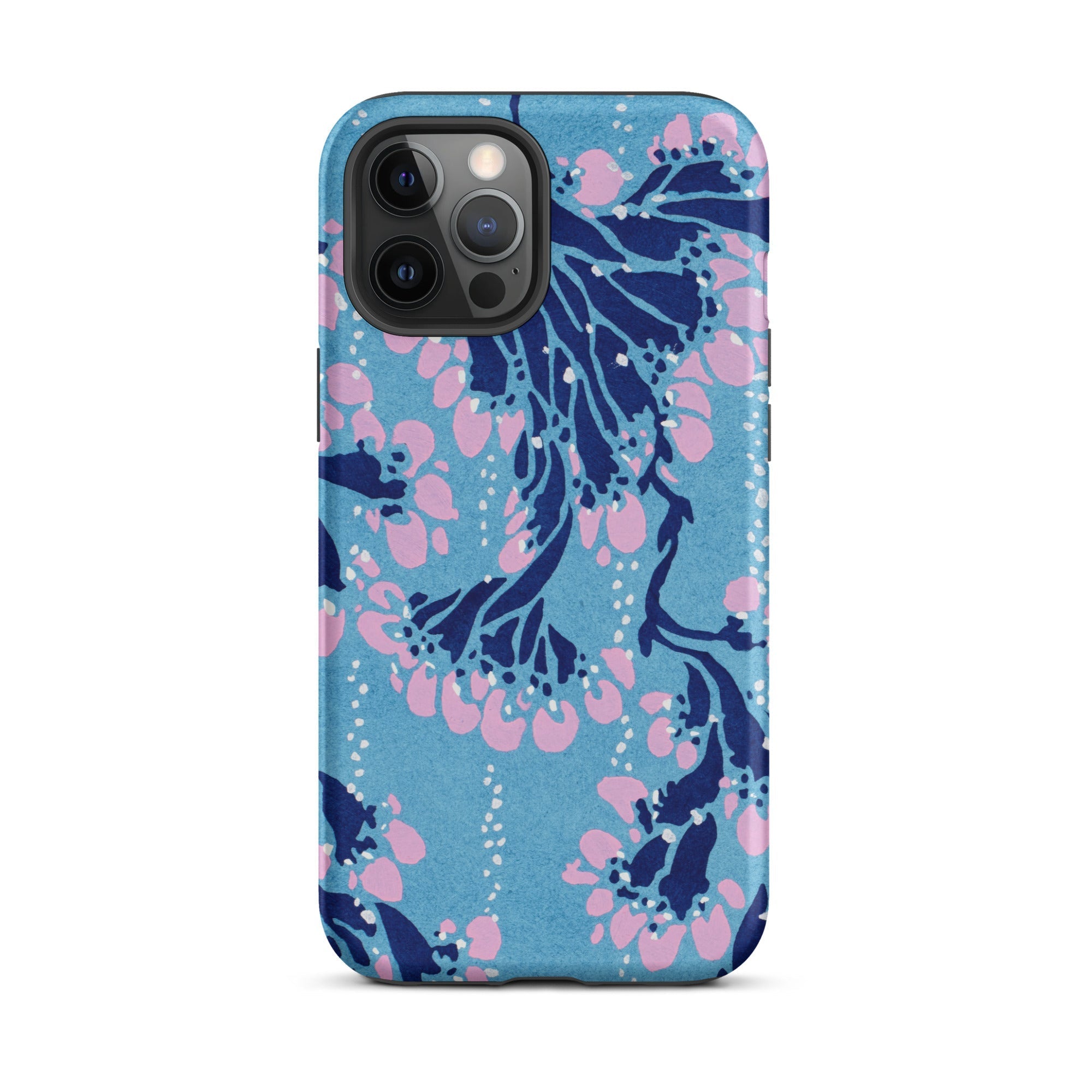 Blue and Pink Pochoir Florals E.a. Seguy Iphone Case, 12 Pro Max / Matte, Blue Phone Case Floral Design