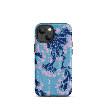 Blue and Pink Pochoir Florals - E.a. Seguy Iphone Case, 13 Mini / Matte, Blue Pink Floral Patterned Phone Case