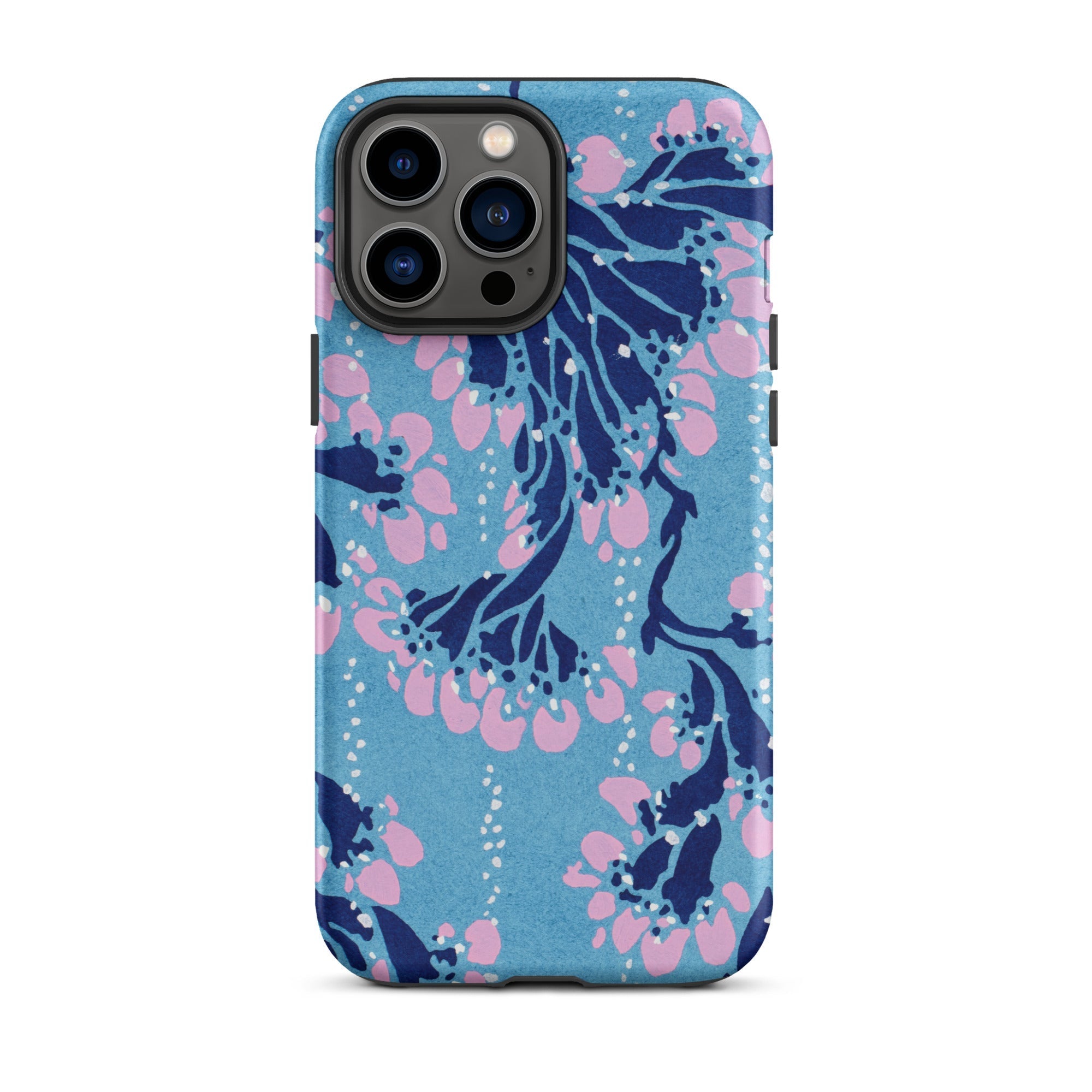 Blue and Pink Pochoir Florals E.a. Seguy Iphone Case, 13 Pro Max / Matte, Floral Patterned Phone Case