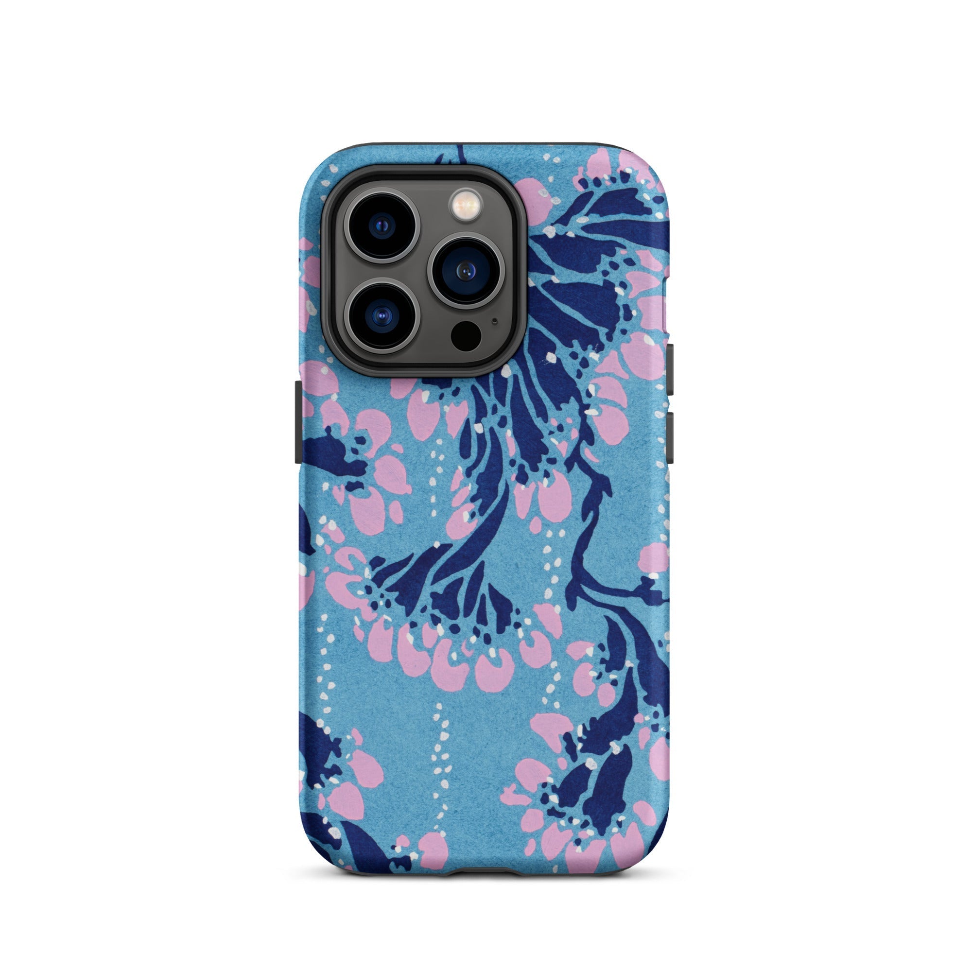 Blue and Pink Pochoir Florals E.a. Seguy Iphone Case, 14 Pro / Matte, Floral Patterned Phone Case