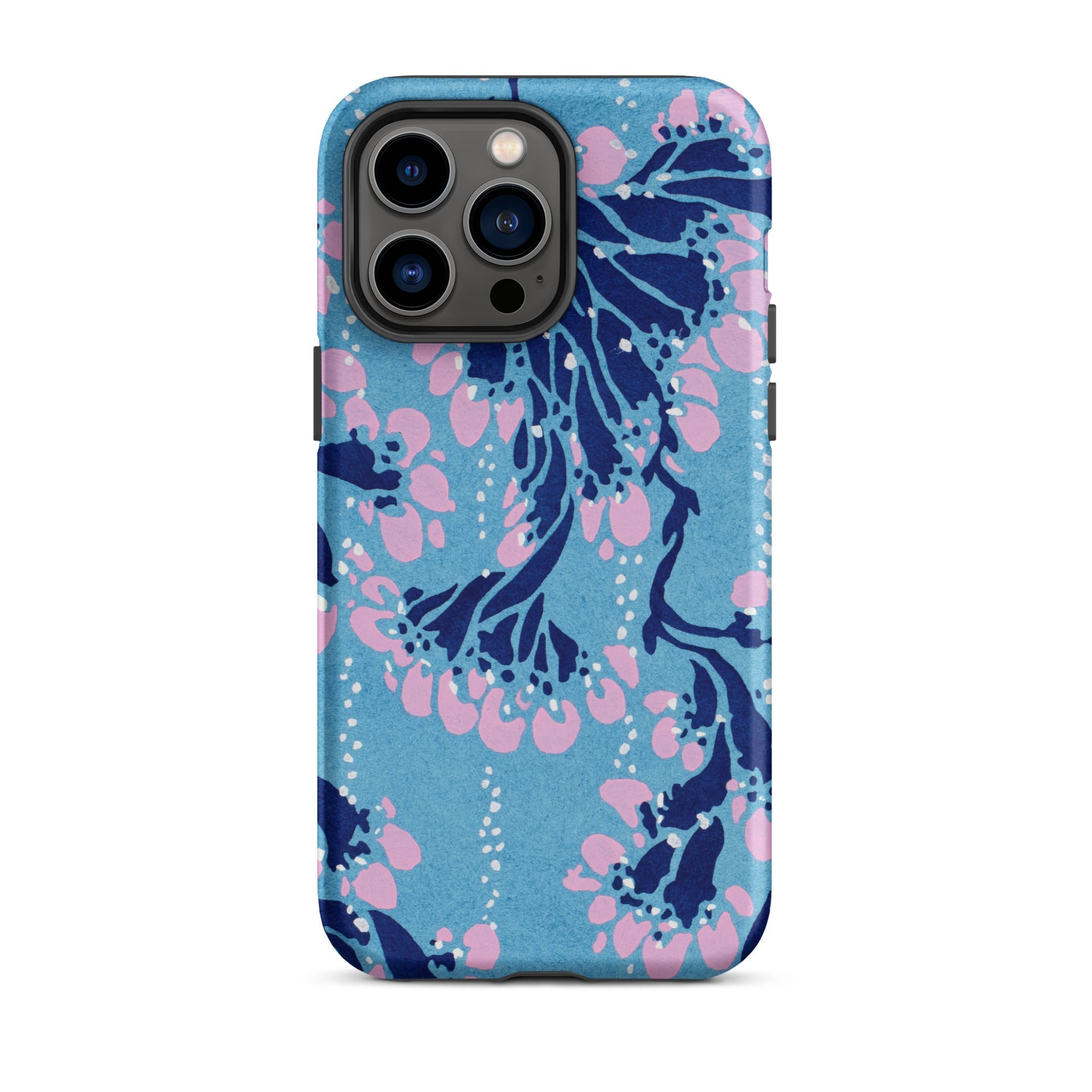Blue and Pink Pochoir Florals E.a. Seguy Iphone Case, 14 Pro Max / Matte, Floral Patterned Phone Case