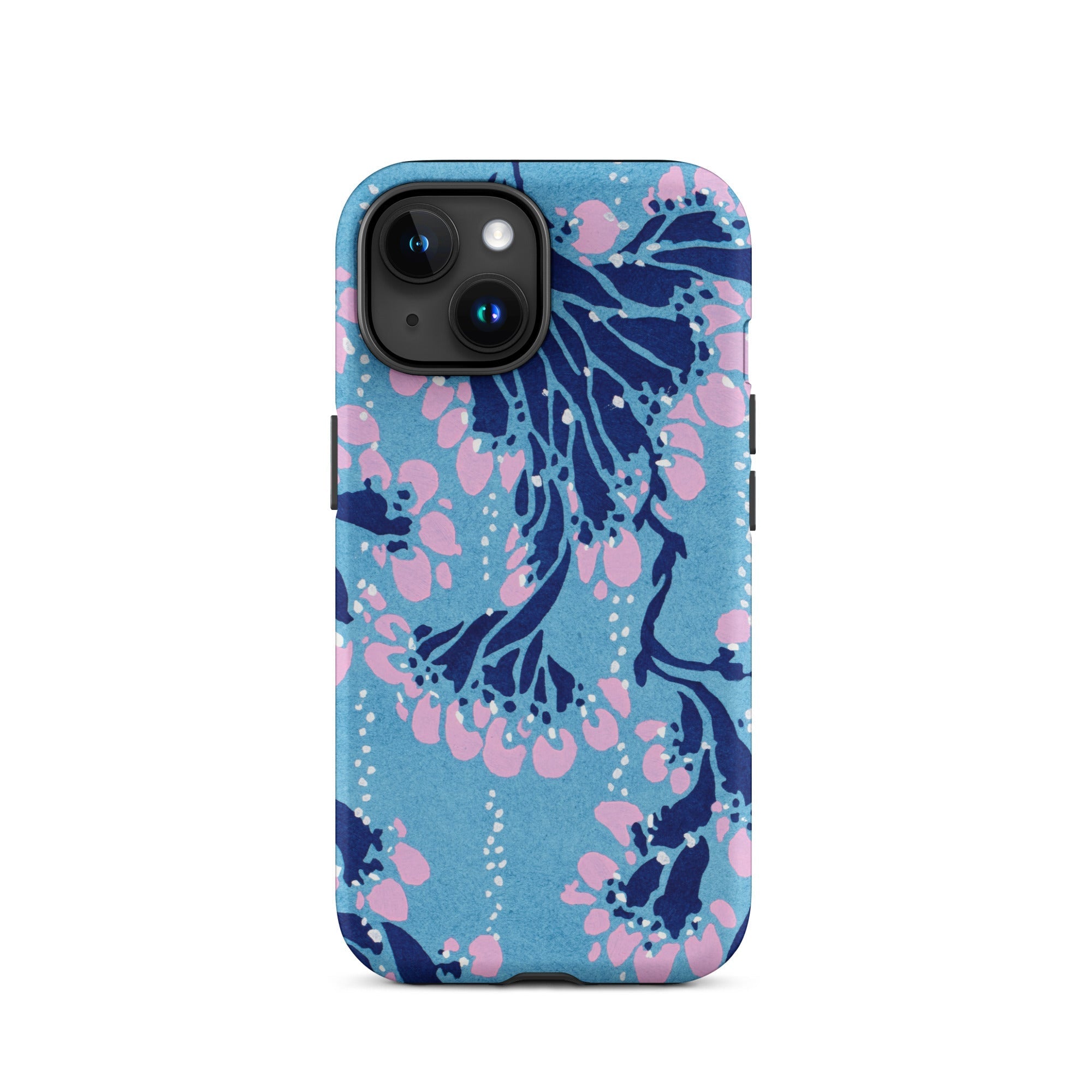 Blue and Pink Pochoir Florals E.a. Seguy Iphone Case, 15 / Matte, Blue Floral Patterned Phone Case